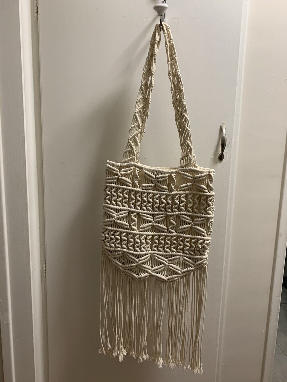 Mossimo Supply Co. Ivory Cream Macrame Crochet Boho Festival Purse Bag